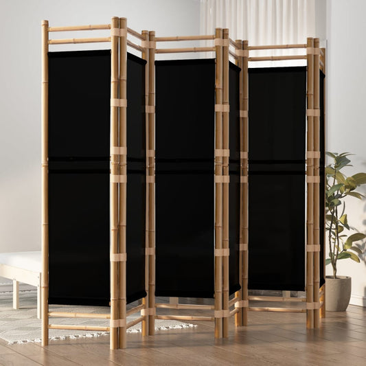 6-delt sæt Foldeskærm 240 cm Bambus og lærred
