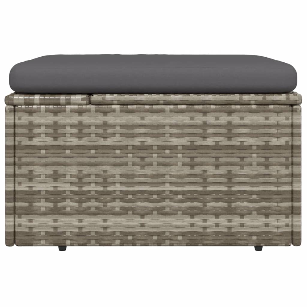 Gartenhocker mit Kissen Grau 55x55x30 cm Poly Rattan