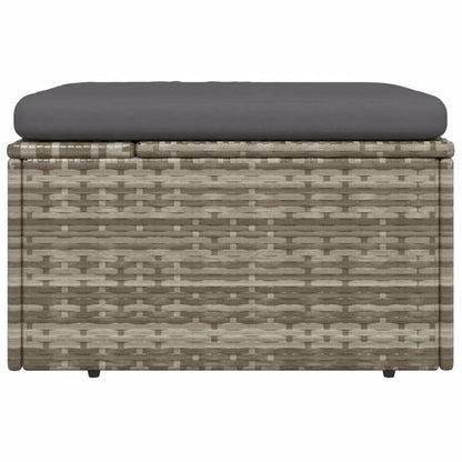 Gartenhocker mit Kissen Grau 55x55x30 cm Poly Rattan