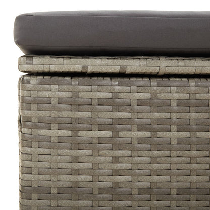 Gartenhocker mit Kissen Grau 55x55x30 cm Poly Rattan