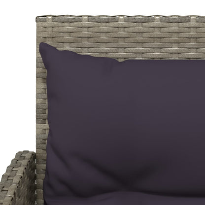 2-tlg. Sofagarnitur in L-Form mit Kissen Grau Poly Rattan