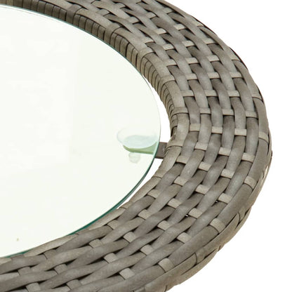 2-tlg. Sofagarnitur in L-Form mit Kissen Grau Poly Rattan