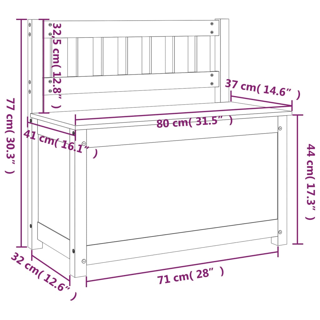 Sitzbank Weiß 80x41x77 cm Massivholz Kiefer