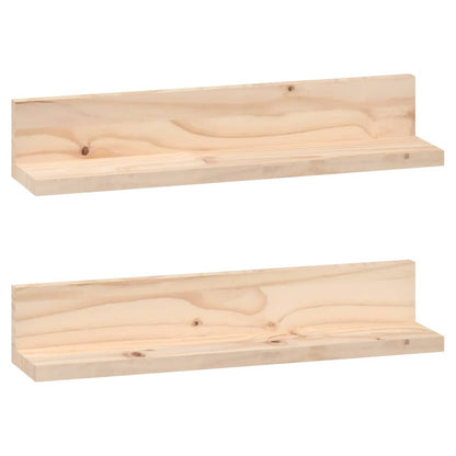 Væghylder 2 stk 50x11x9 cm massiv fyrretræ