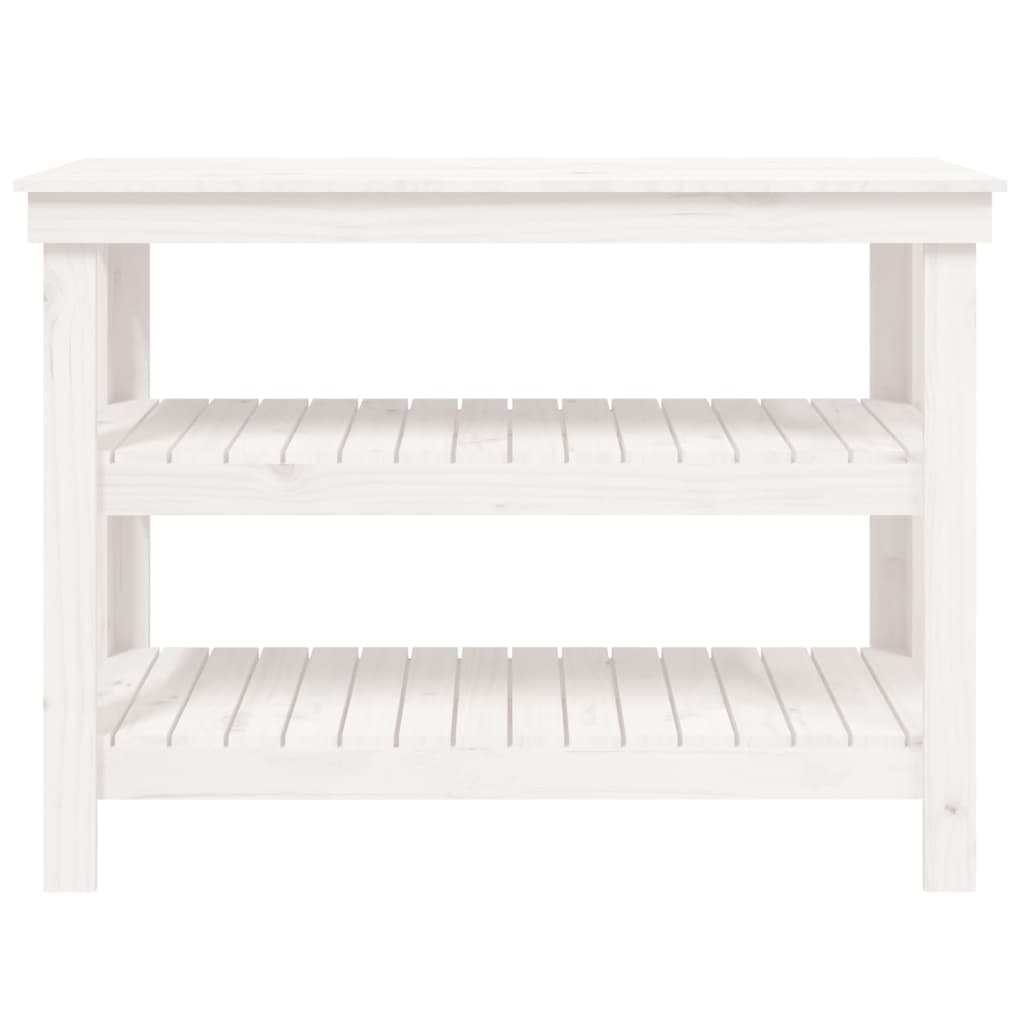 Werkbank Weiß 110,5x50x80 cm Massivholz Kiefer
