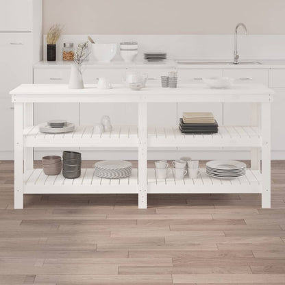 Werkbank Weiß 181x50x80 cm Massivholz Kiefer