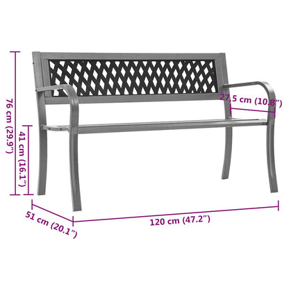 Gartenbank Schwarz 120 cm Stahl