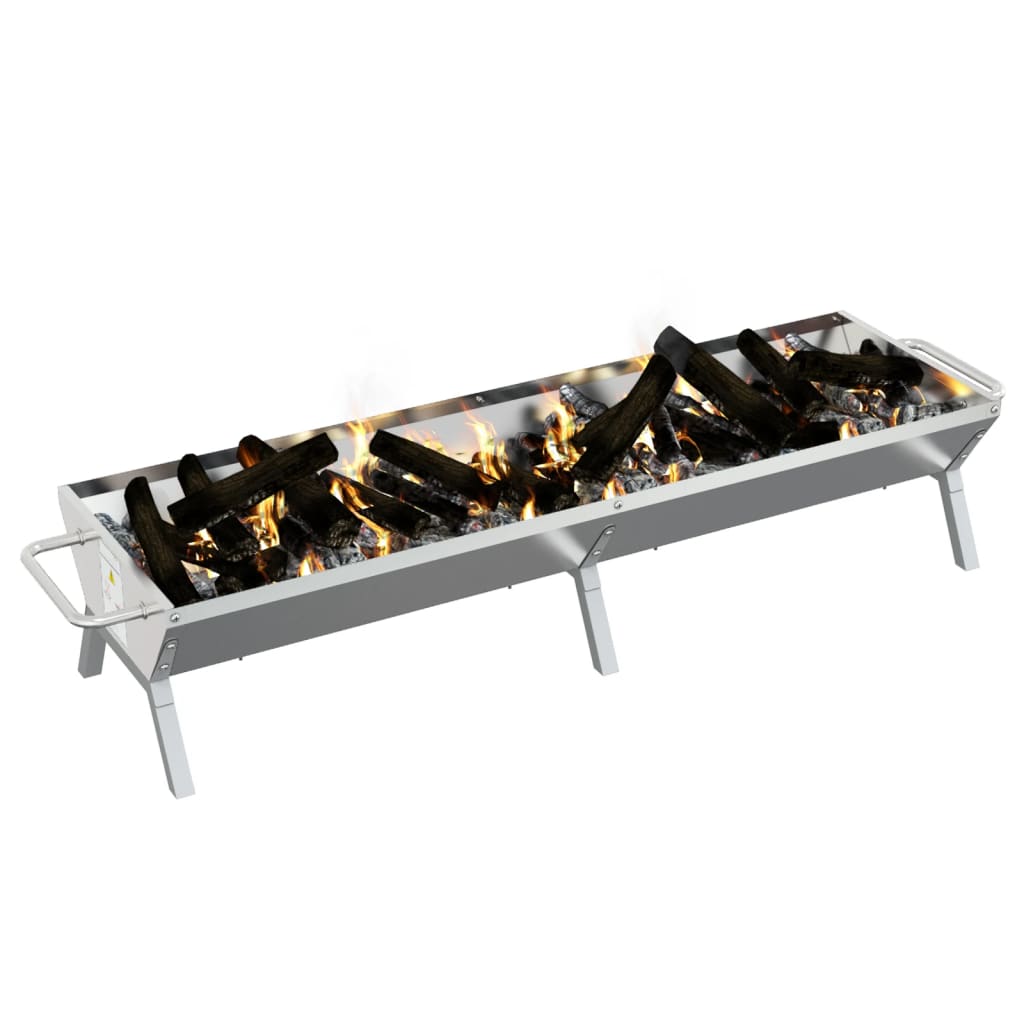 Grill Silbern 158x42x31 cm Edelstahl