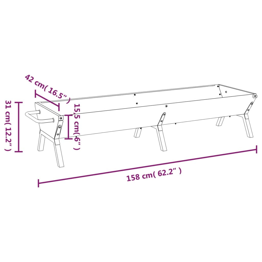 Grill Silbern 158x42x31 cm Edelstahl