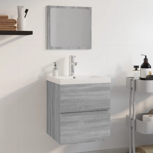 Badmöbel-Set Grau Sonoma Holzwerkstoff