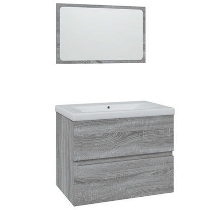 Badmöbel-Set Grau Sonoma Holzwerkstoff
