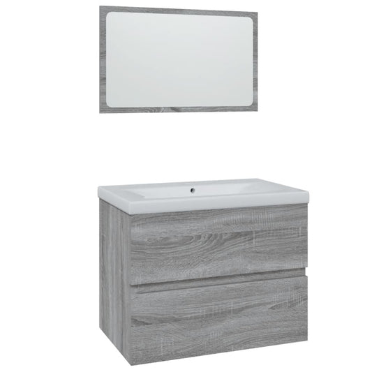 Badmöbel-Set Grau Sonoma Holzwerkstoff