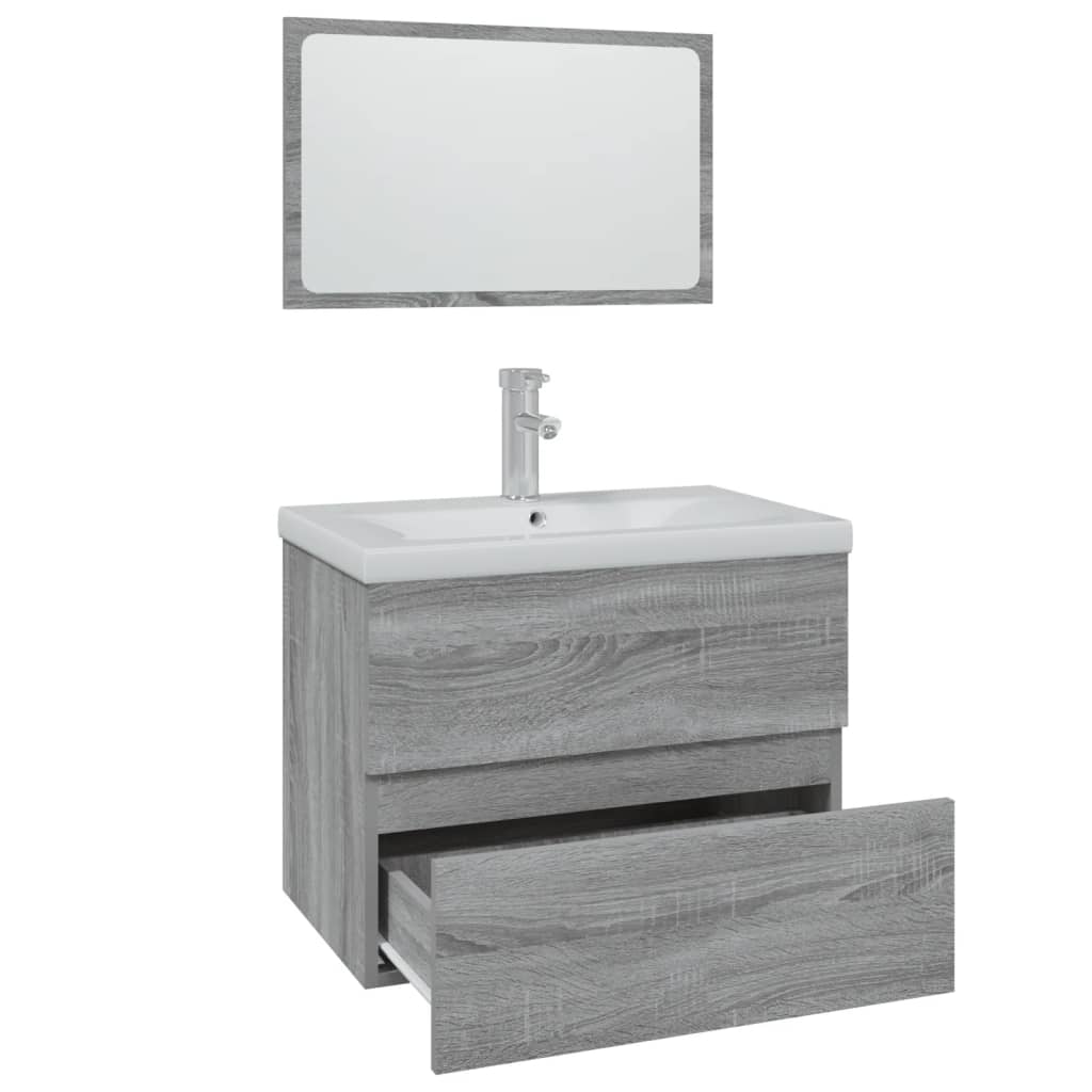 Badmöbel-Set Grau Sonoma Holzwerkstoff