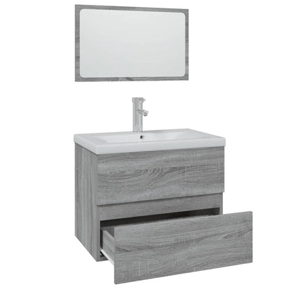Badmöbel-Set Grau Sonoma Holzwerkstoff