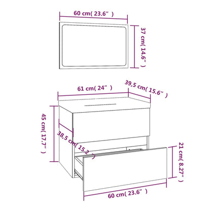 Badmöbel-Set Grau Sonoma Holzwerkstoff