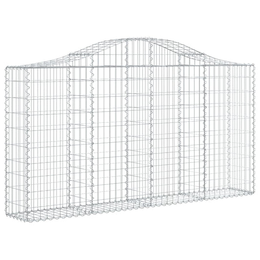 Gabione mit Hochbogen 200x30x100/120 cm Verzinktes Eisen