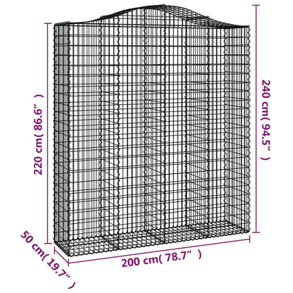 Gabione mit Hochbogen 200x50x220/240 cm Verzinktes Eisen