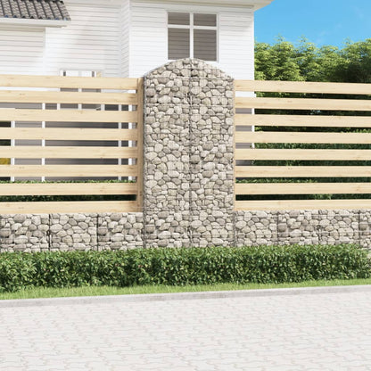 Gabione mit Hochbogen 100x30x220/240 cm Verzinktes Eisen
