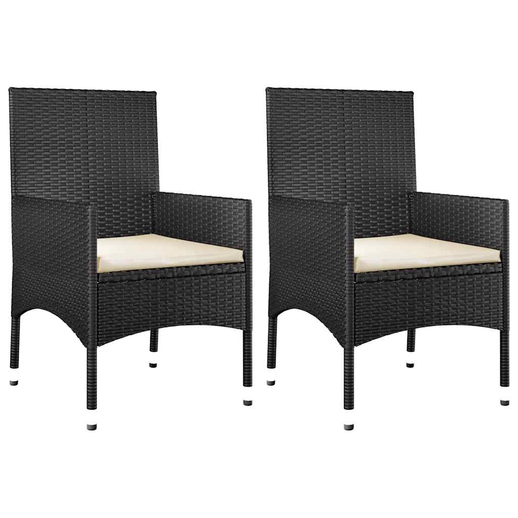 4-tlg. Garten-Lounge-Set mit Kissen Schwarz Poly Rattan