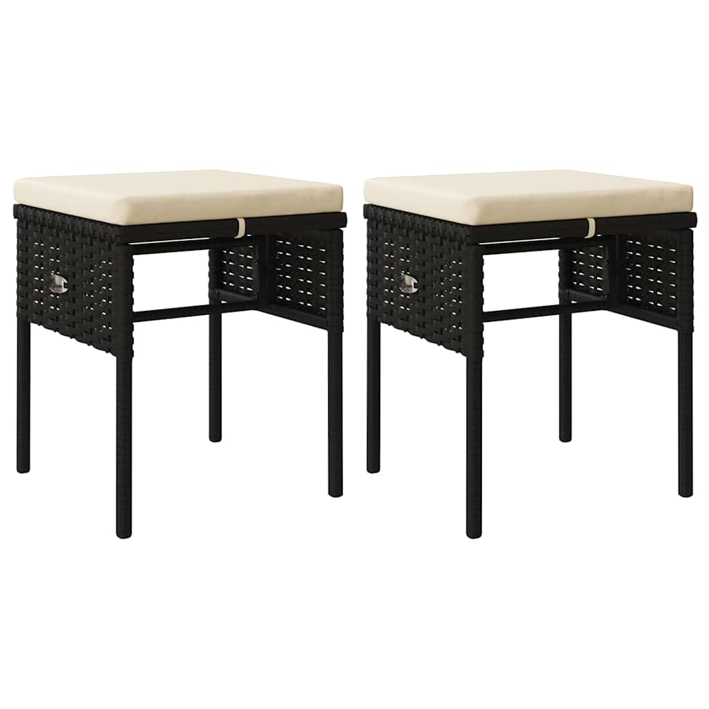 6-tlg. Garten-Lounge-Set mit Kissen Schwarz Poly Rattan