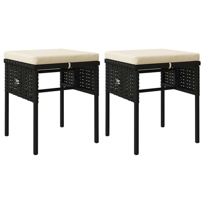 6-tlg. Garten-Lounge-Set mit Kissen Schwarz Poly Rattan
