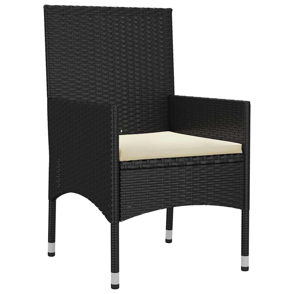 6-tlg. Garten-Lounge-Set mit Kissen Schwarz Poly Rattan