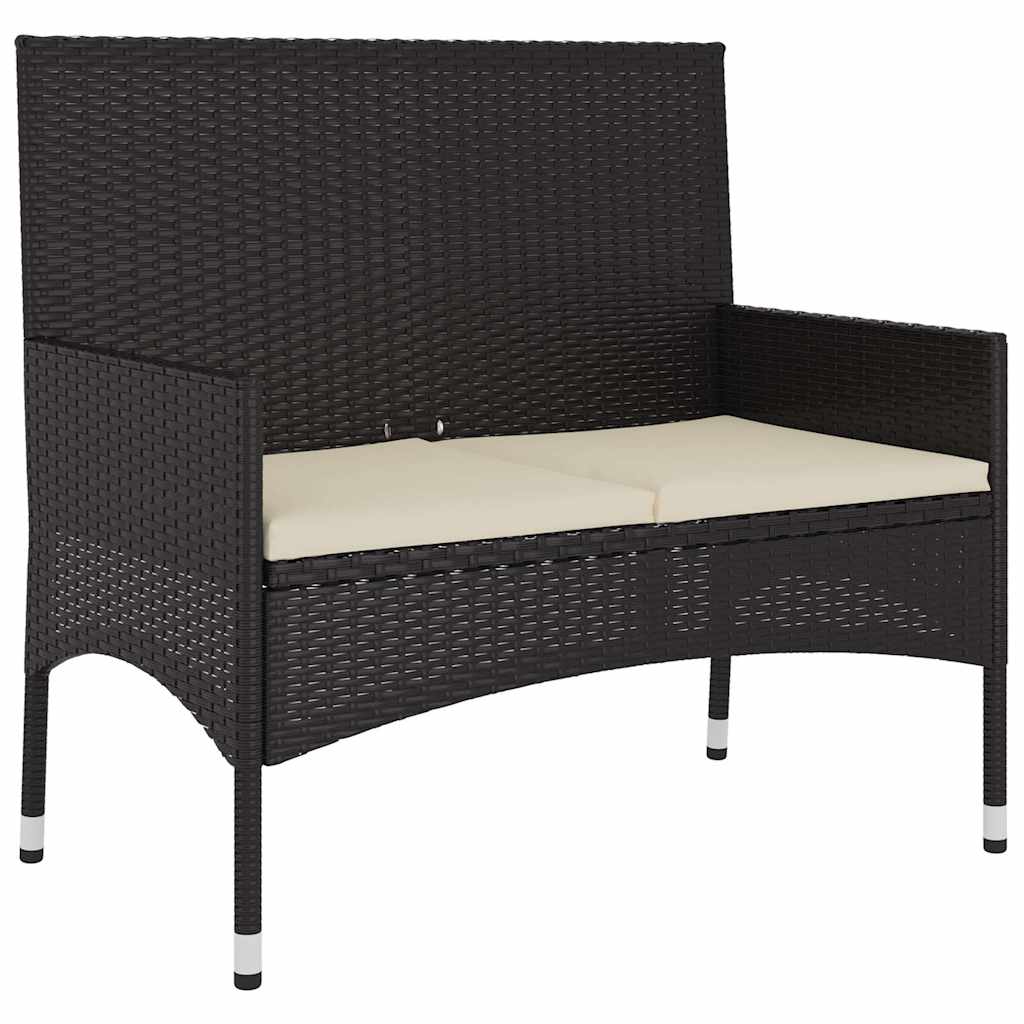 6-tlg. Garten-Lounge-Set mit Kissen Schwarz Poly Rattan