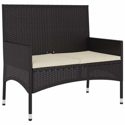 6-tlg. Garten-Lounge-Set mit Kissen Schwarz Poly Rattan