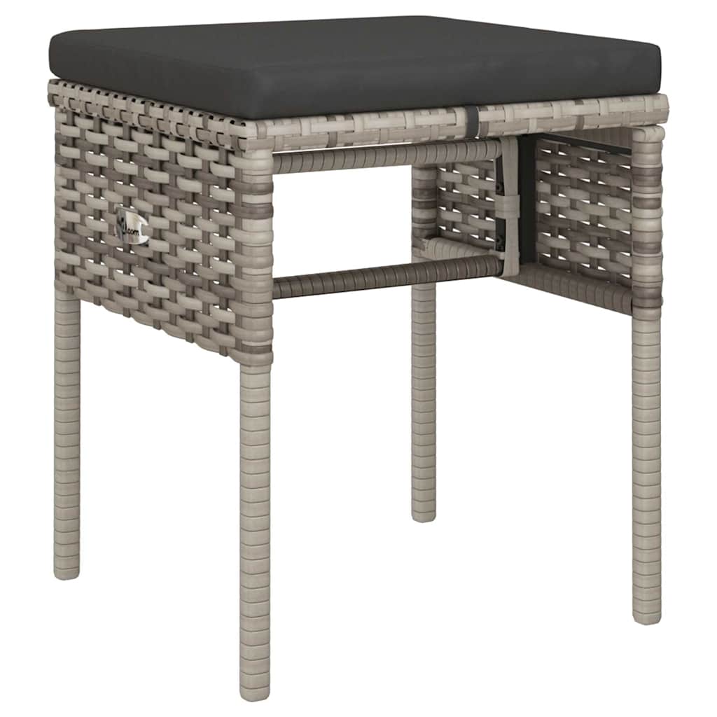 6-tlg. Garten-Lounge-Set mit Kissen Grau Poly Rattan