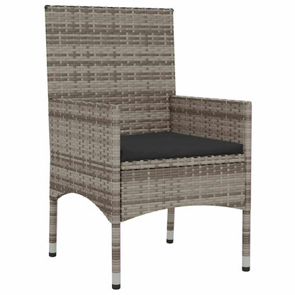 6-tlg. Garten-Lounge-Set mit Kissen Grau Poly Rattan
