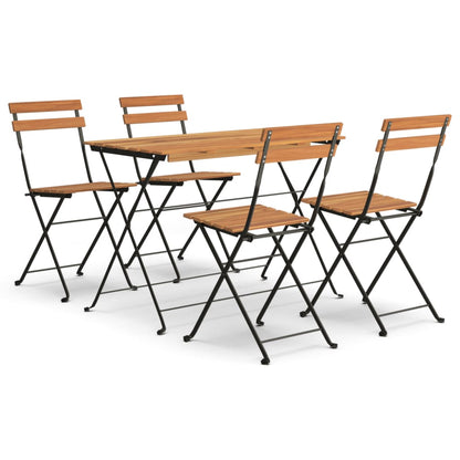 5-tlg. Bistro-Set Klappbar Massivholz Akazie und Stahl