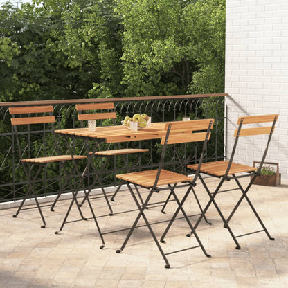 5-tlg. Bistro-Set Klappbar Massivholz Akazie und Stahl