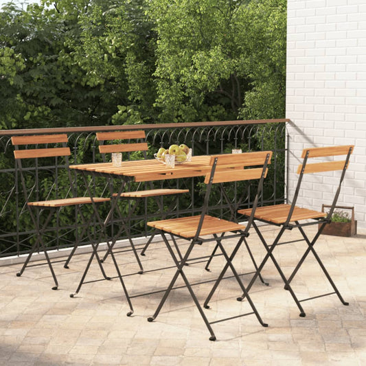 5-tlg. Bistro-Set Klappbar Massivholz Akazie und Stahl