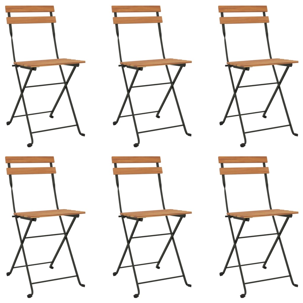 7-tlg. Bistro-Set Klappbar Massivholz Akazie und Stahl