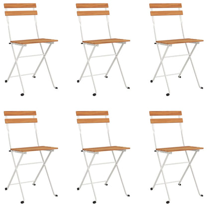 7-tlg. Bistro-Set Klappbar Massivholz Akazie und Stahl