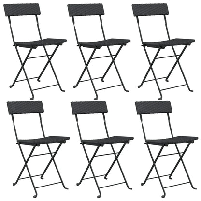 Bistrostühle 6 Stk. Klappbar Schwarz Poly Rattan und Stahl