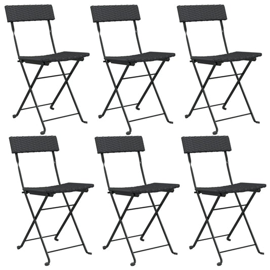 Bistrostühle 6 Stk. Klappbar Schwarz Poly Rattan und Stahl