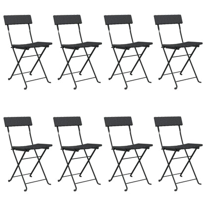 Bistrostühle 8 Stk. Klappbar Schwarz Poly Rattan und Stahl