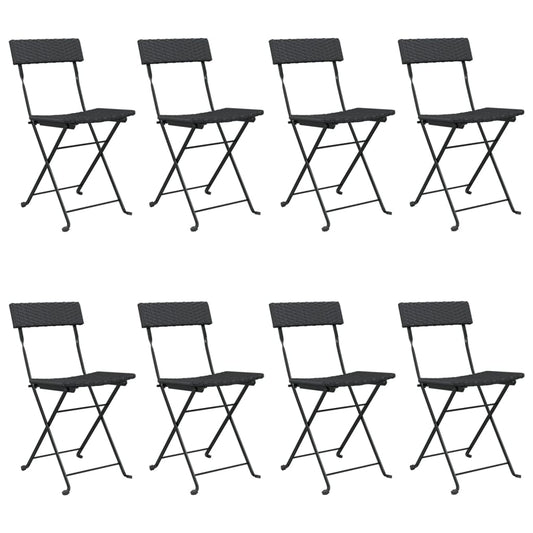 Bistrostühle 8 Stk. Klappbar Schwarz Poly Rattan und Stahl