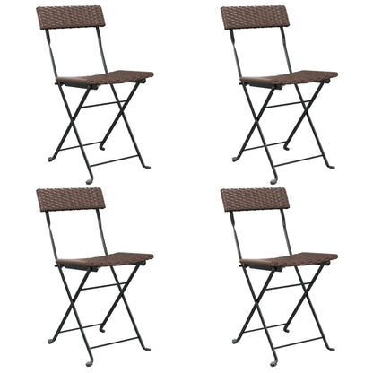 Bistrostühle 4 Stk. Klappbar Braun Poly Rattan und Stahl