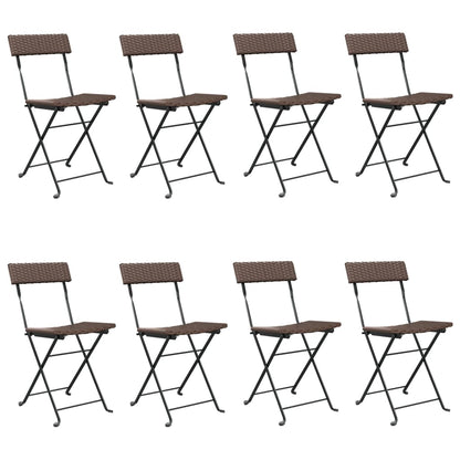 Bistrostühle 8 Stk. Klappbar Braun Poly Rattan und Stahl