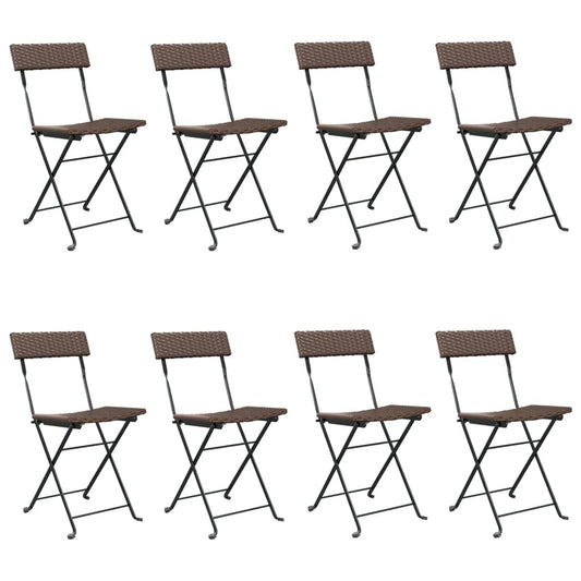 Bistrostühle 8 Stk. Klappbar Braun Poly Rattan und Stahl