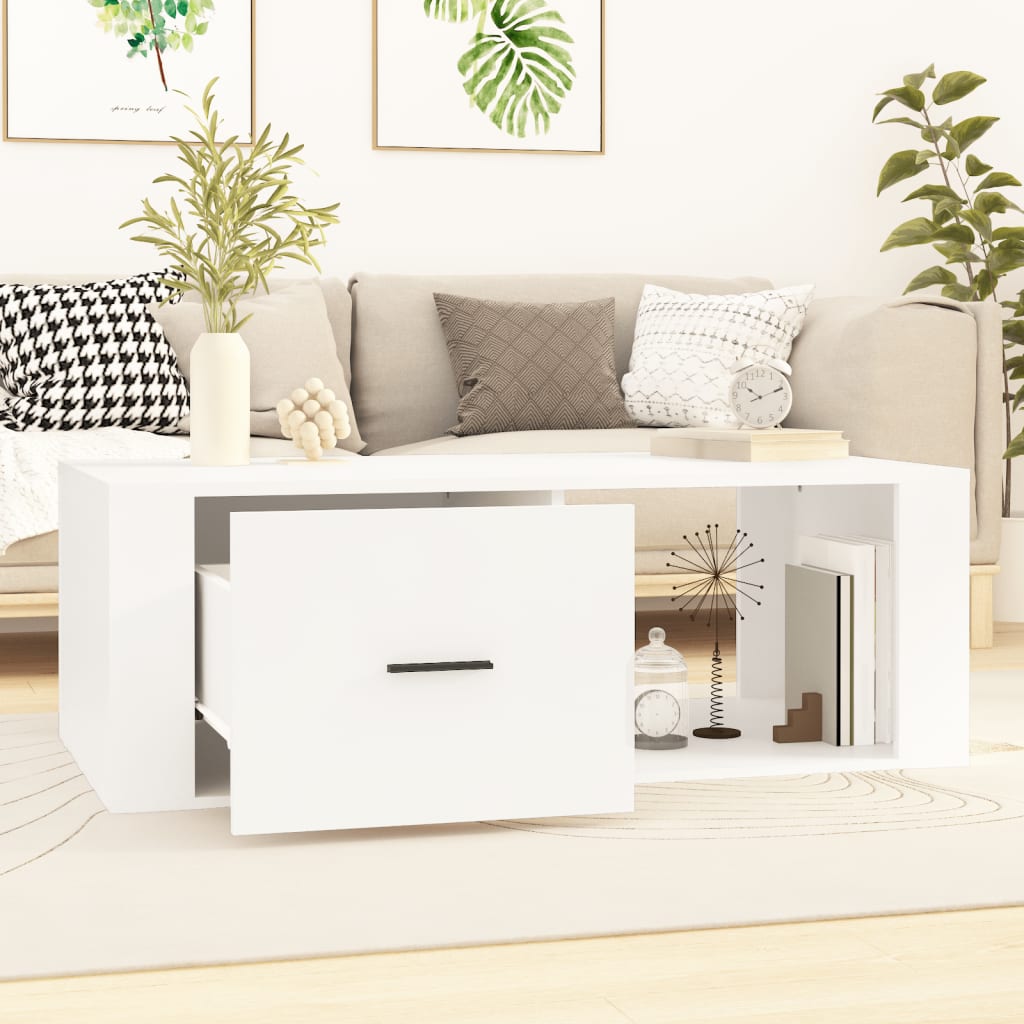 Sofabord Hvid 100x50,5x35 cm Træ Materiale