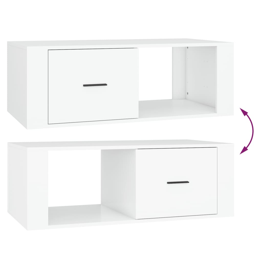 Sofabord Hvid 100x50,5x35 cm Træ Materiale