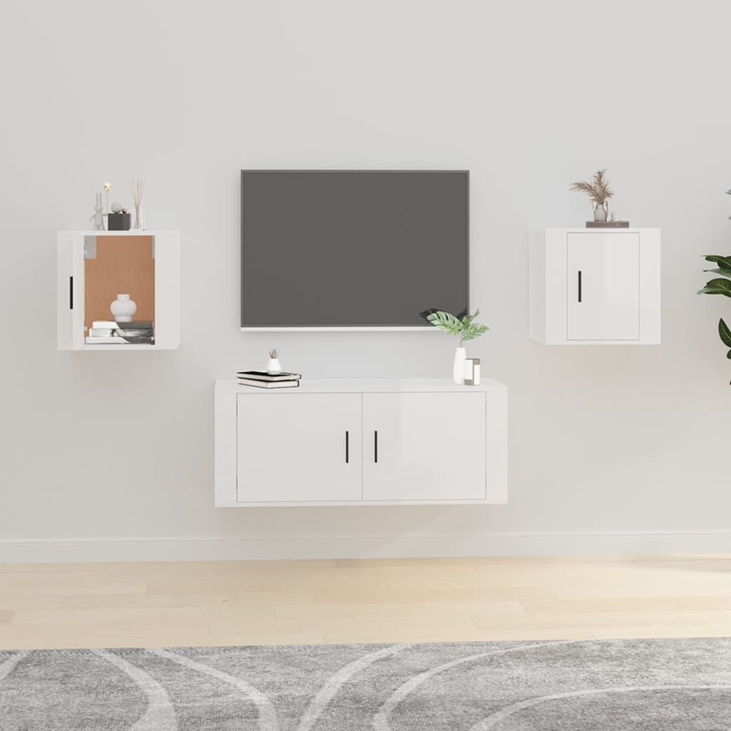 TV overskabe 2 stk Hvid højglans 40x34,5x40 cm