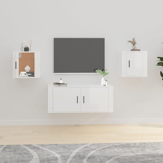 TV overskabe 2 stk Hvid højglans 40x34,5x40 cm