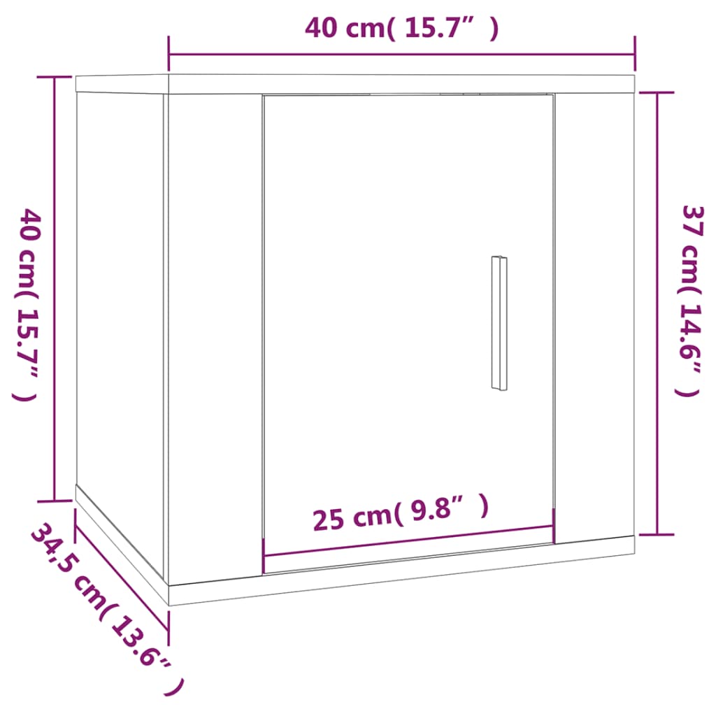 TV overskabe 2 stk Brun eg look 40x34,5x40 cm