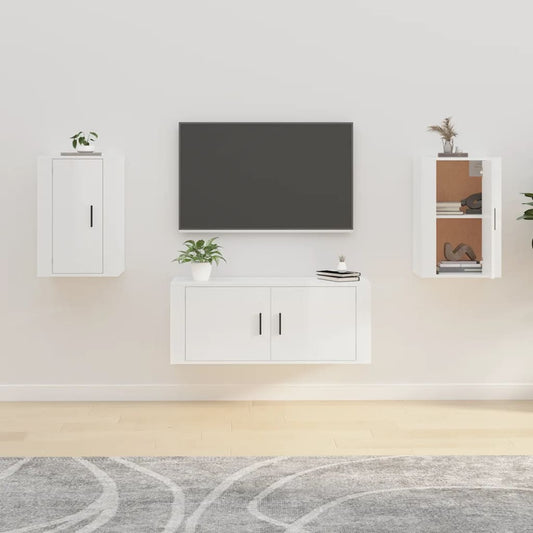 TV overskabe 2 stk Hvid højglans 40x34,5x60 cm