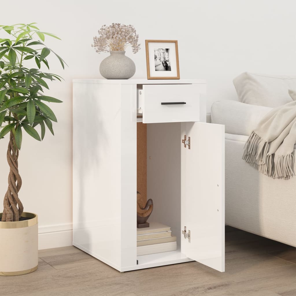 Büroschrank Hochglanz-Weiß 40x49x75 cm Holzwerkstoff