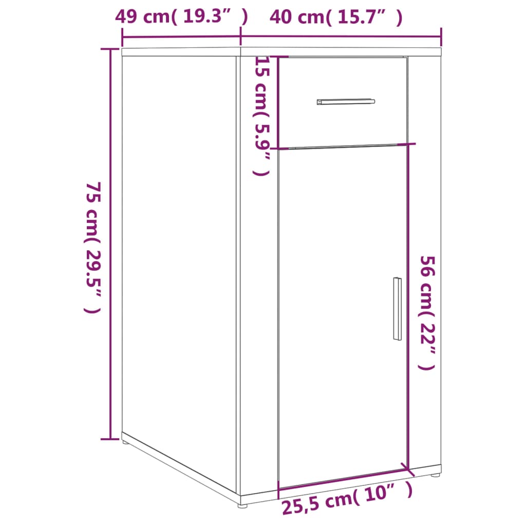 Büroschrank Grau Sonoma 40x49x75 cm Holzwerkstoff